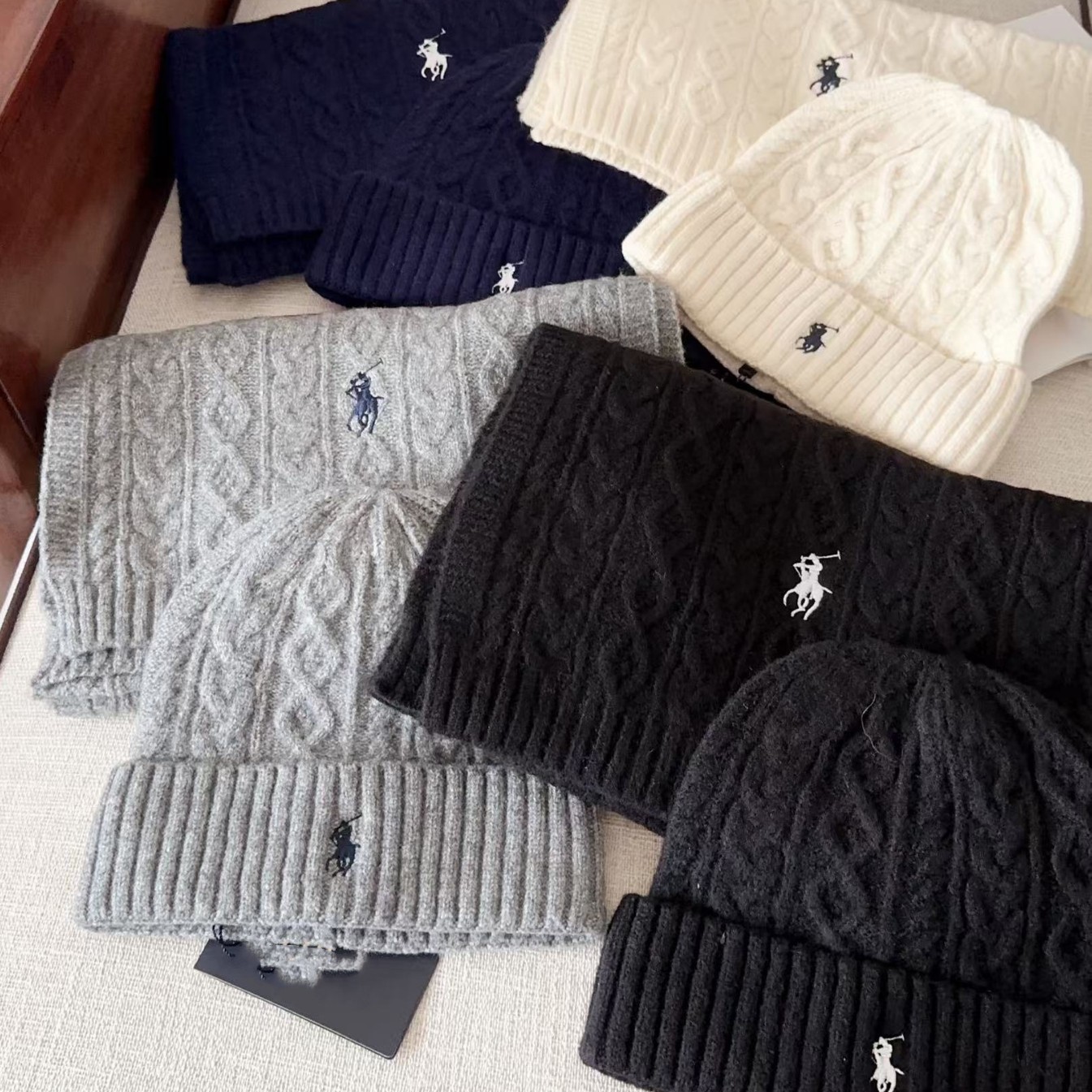 Винтажный темно-серый шарф из кроличьего велюра и шерсти, зимний комплект для женщин, теплый двухпредметный набор, вязаная шершавая шапка и шарф