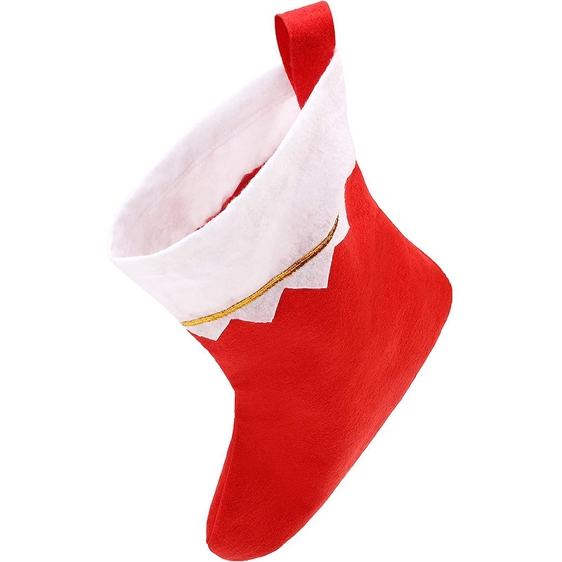 Christmas Stocking Decorations Cross-Border Wholesale Christmas Socks Candy Gift Bags Christmas Hanging Ornaments Non-Woven Fabric White Mouth