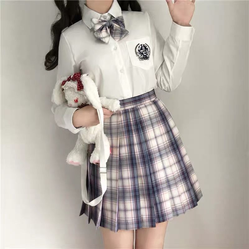 Original genuine JK uniform gentle JK plaid skirt shahua pleated skirt student college style suit chorus class uniform