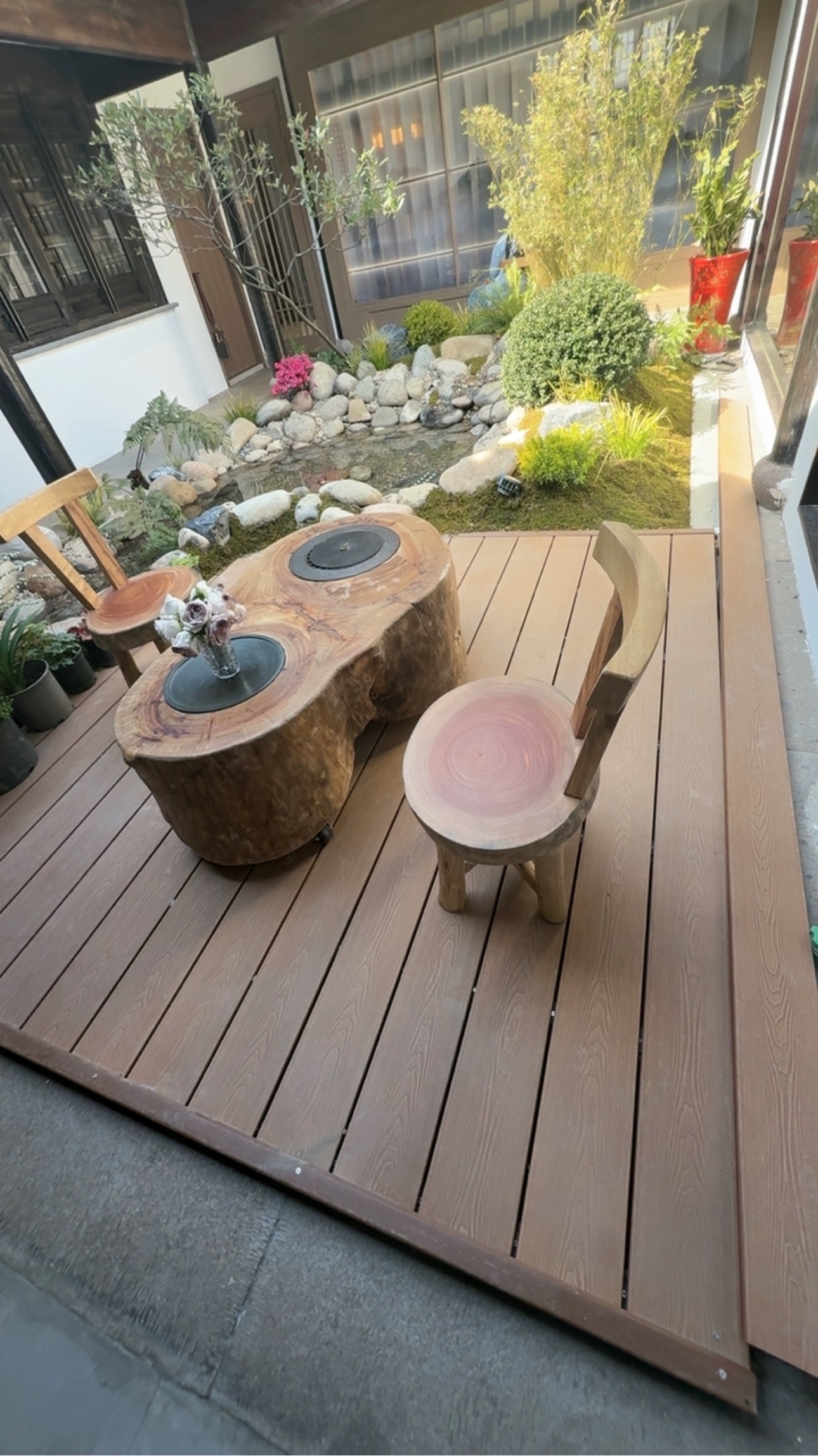 ♔ Tea Table in Wabi-Sabi Style, Stove-Side Tea Table, Barbecue Table, Dual-Use Charcoal and Electric Hot Pot Table, Popular on Social Media, Stove-Side Tea Table