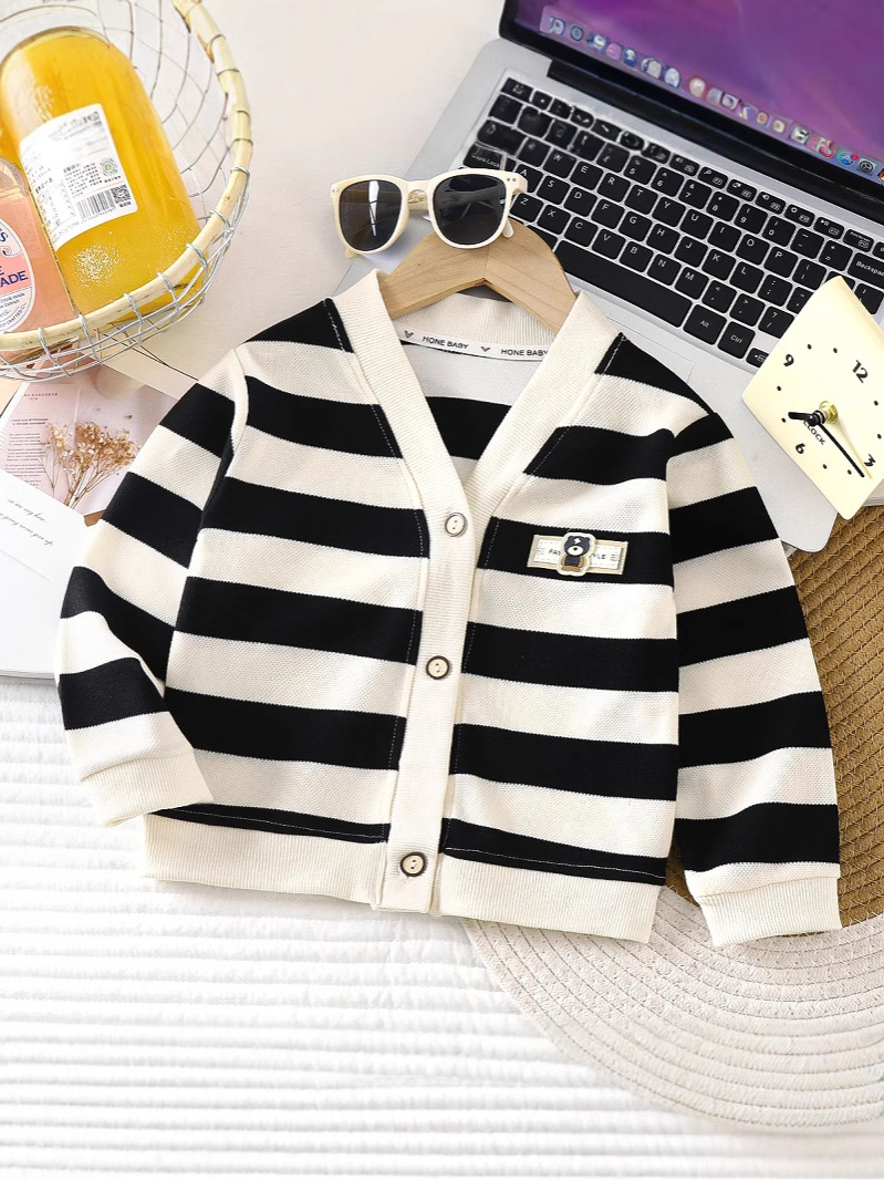 New Boys and Girls Autumn Korean-style Striped All-match Foreign Jacket Autumn Long-sleeved Children's Top