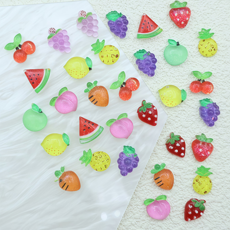 Nail Art Jewelry Fruit Cherry Strawberry Peach Artificial Fruit Nail Art Earrings DIY Jewelry Wearable Nail Wholesale
