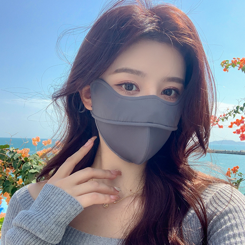Sun Protection Mask for Women with Good Looks, Breathable Eye Protection, Anti-uv, Face-showing, Small Sunshade, Summer Ice Silk Full Face Mask