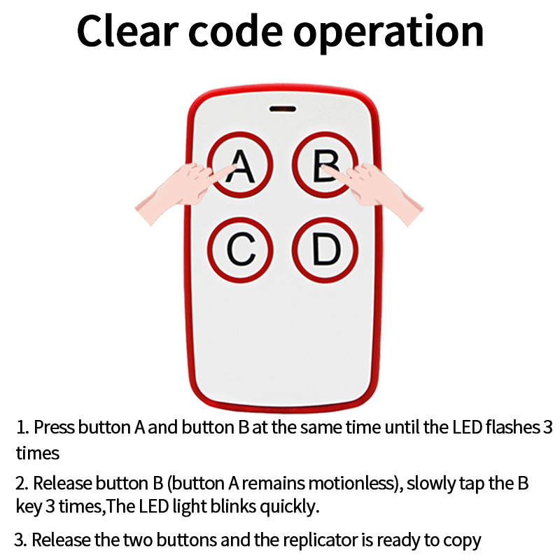 Fifth Generation New Cloning 433 Remote Control for Garage Rolling Shutter Doors, Non-Standard Code Duplication, Smart Alarm