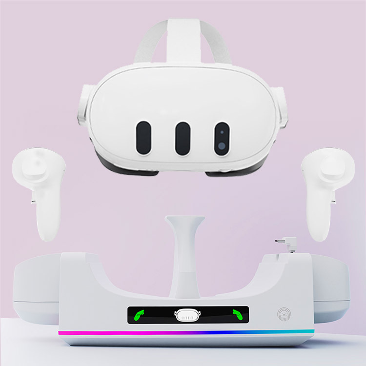 Зарядная база для очков VR Meta Quest 3S, универсальное настенное зарядное устройство с RGB подсветкой