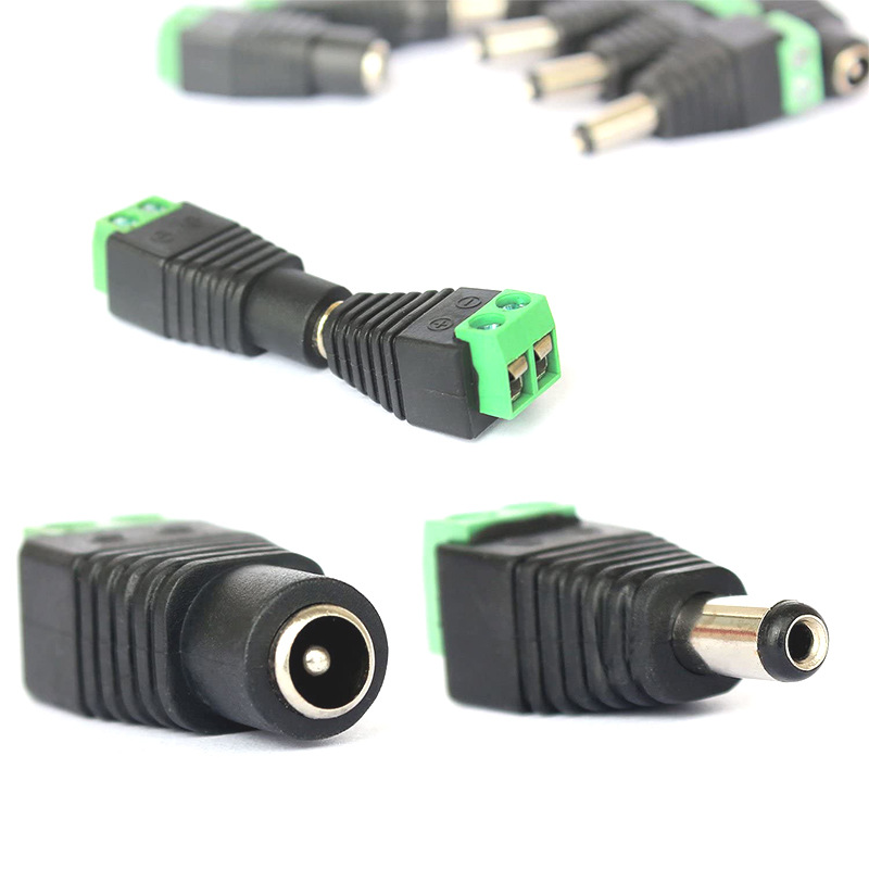 Dc Female 5.5*2.1 Connector 5521 Welding-Free Led Light Strip Monitoring Power Supply Green Terminal Dc Adapter