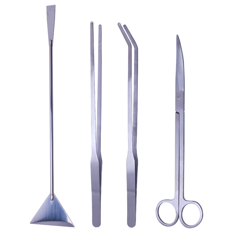 Stainless steel aquarium water grass tool kit set water grass trimming tool flat sand stainless steel water grass scissors tweezers