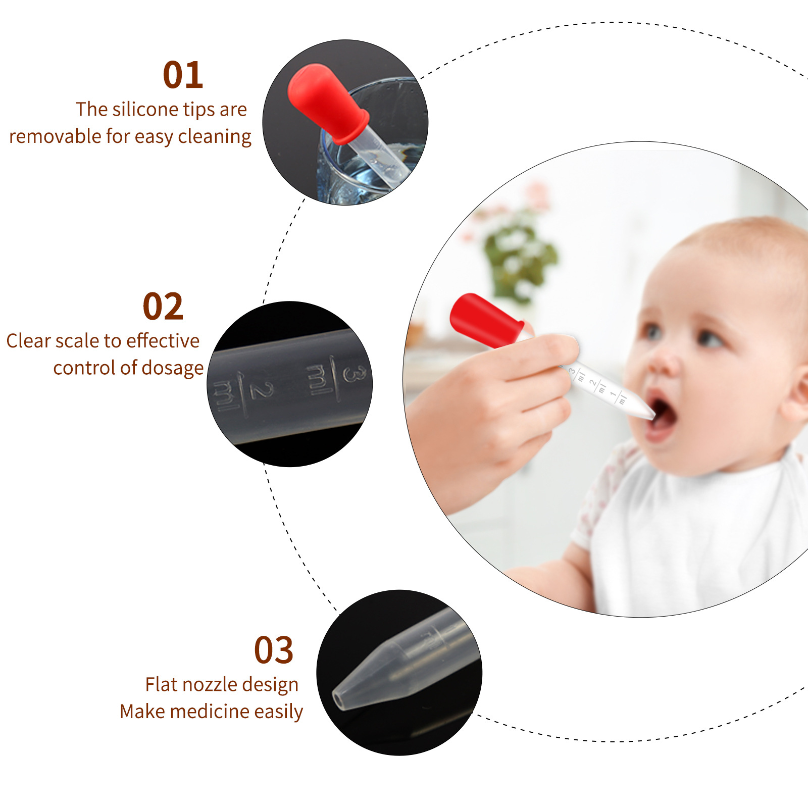 Manufacturer baby medicine feeder 5ML silicone dropper Children Baby with scale anti-choke Medicine special painting tool