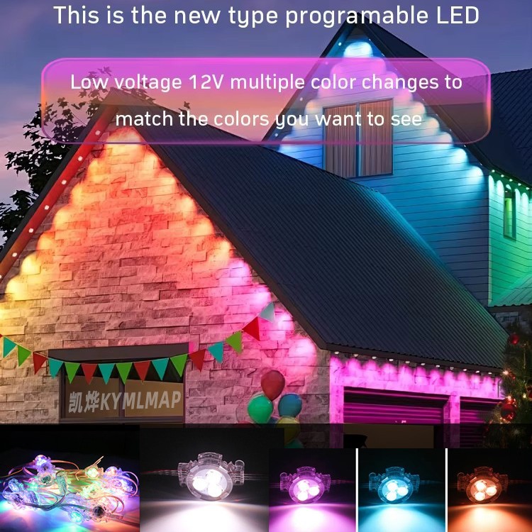 Ledpixel Cross-Border Eaves Light 3 cm 512 Point Light Source Rgbw Christmas Decoration Colorful Marquee String