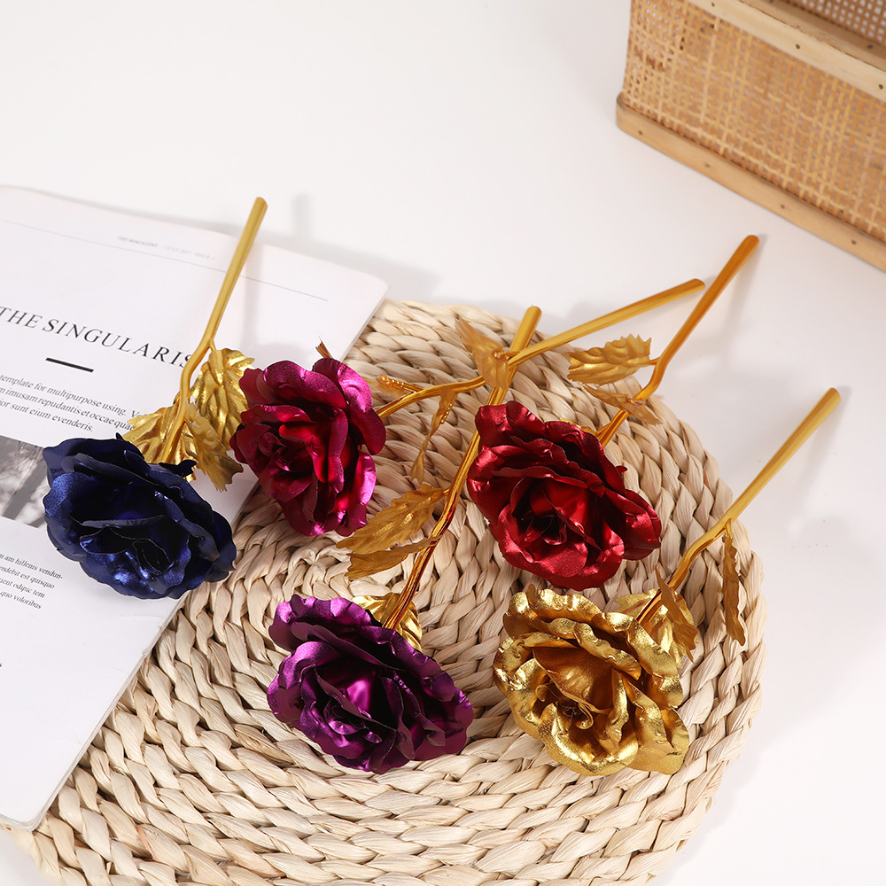 24K золотая фольга роза вечная жизнь симулированная цветная золотая роза подарок на День святого Валентина рождественские подарочные мероприятия