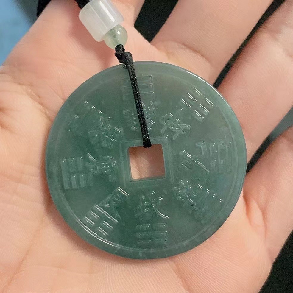 Natural A Jade Blue Water Mountain Ghost Spending Money Jade Pendant Gossip Safe Jade Pendant Men's and Women's Jewelry 999