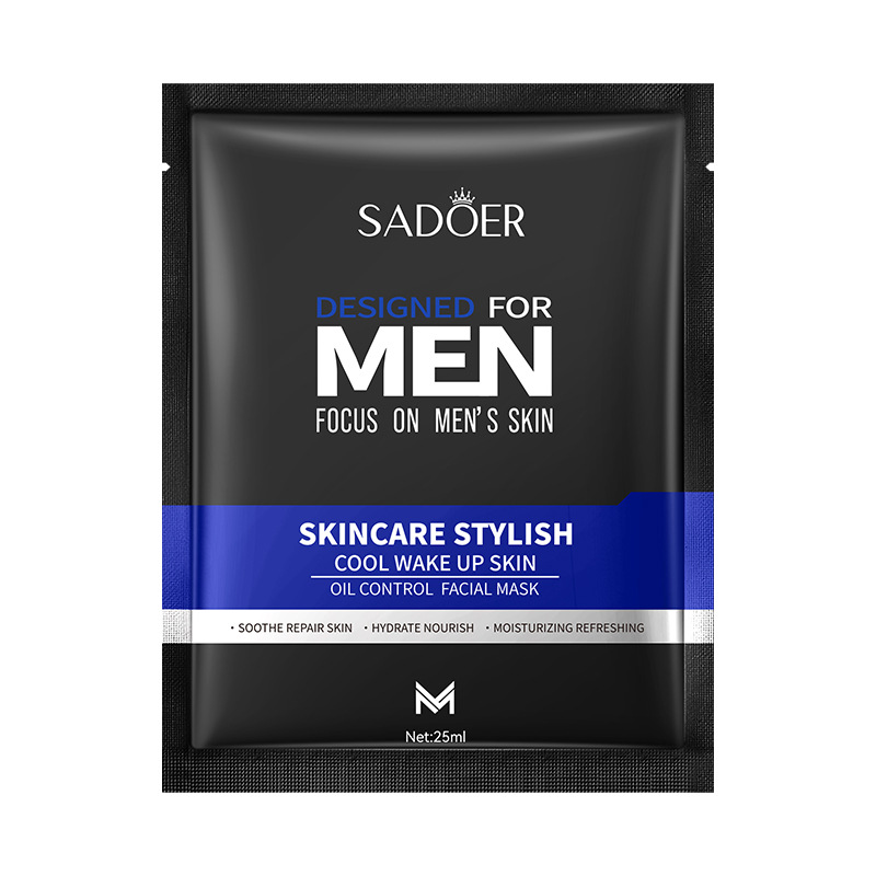 Full English Men's Facial Mask 25g Sadoer Cool Men's Hydrating Mask Patch Cross-Border Export Wholesale