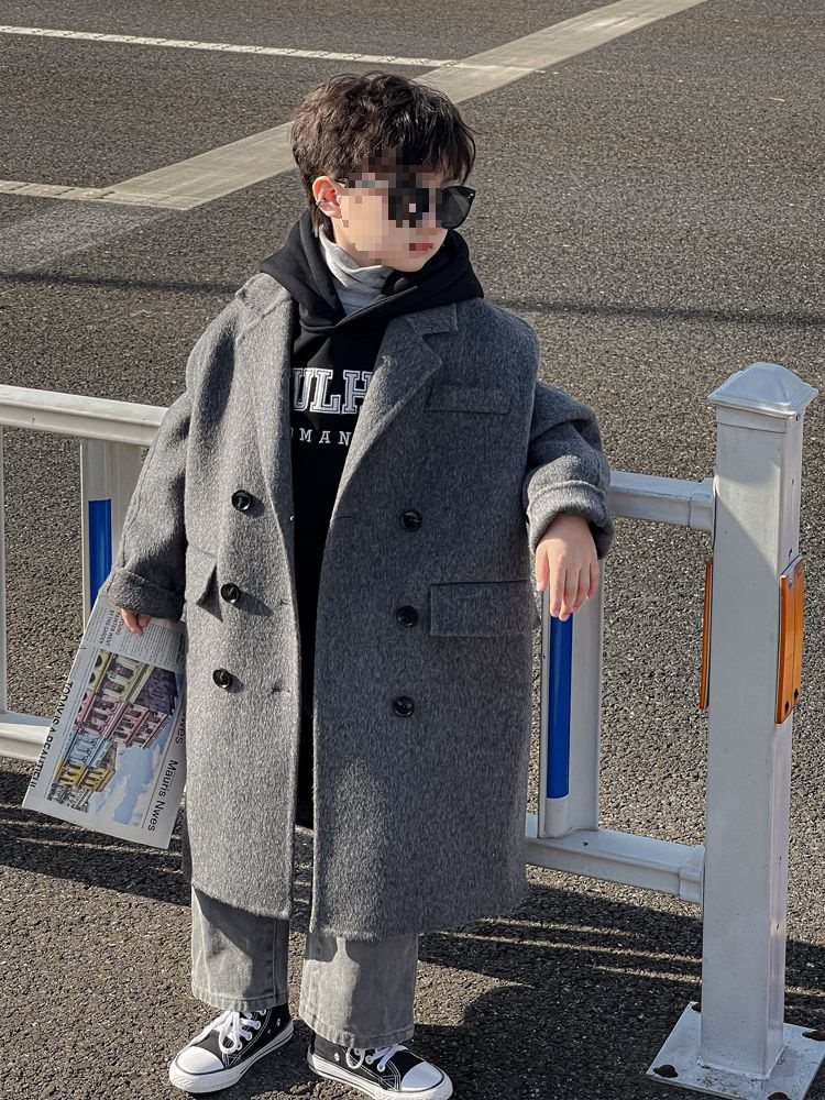 Children's Double-Sided Cashmere Outwear 2025 New Winter Woolen Outwear for Middle-Aged and Older Boys and Girls Spring, Autumn and Winter Clothing