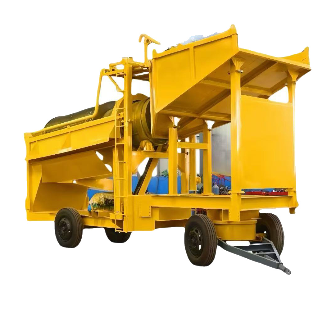 Large Foreign Mobile Gold Mining Cart, Gold Mining Mining Gold Mining Equipment, Large Quantity, Land Roller Sieve Gold Mining Machine