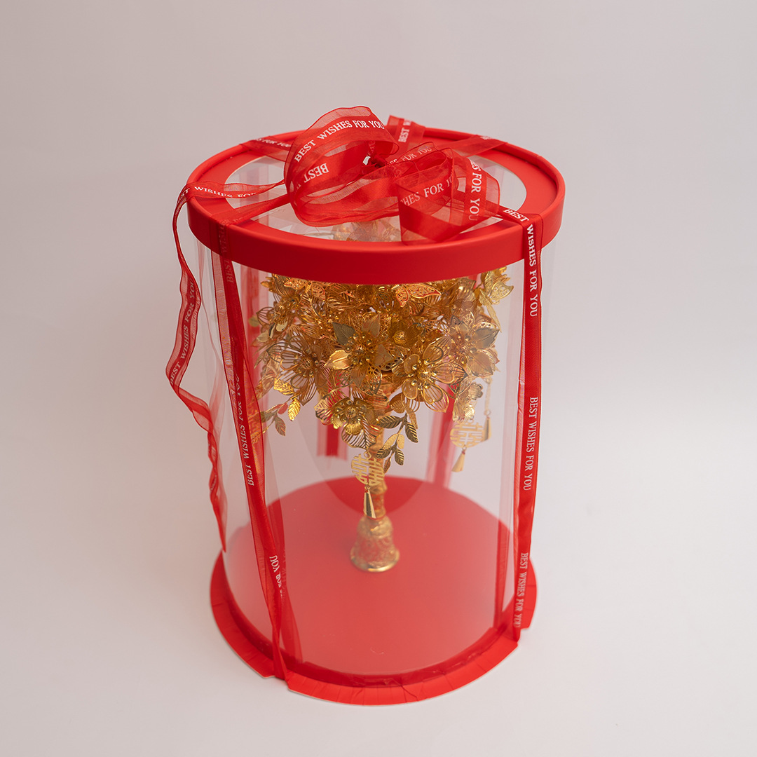 New Pure Gold Holding Flower Material Bag Chinese Wedding Bride Xiuhe Dress Scepter for Girlfriends Wedding Gift