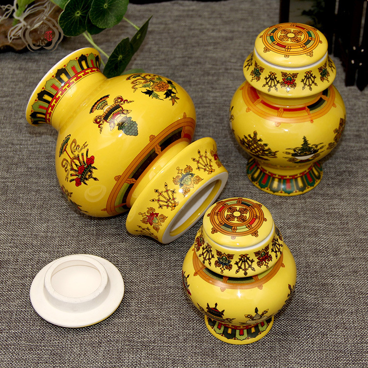 Treasure Bottle Treasure Bottle Ornaments Ceramic Eight Auspicious Dragon King Xizang Trumpet 12cm High