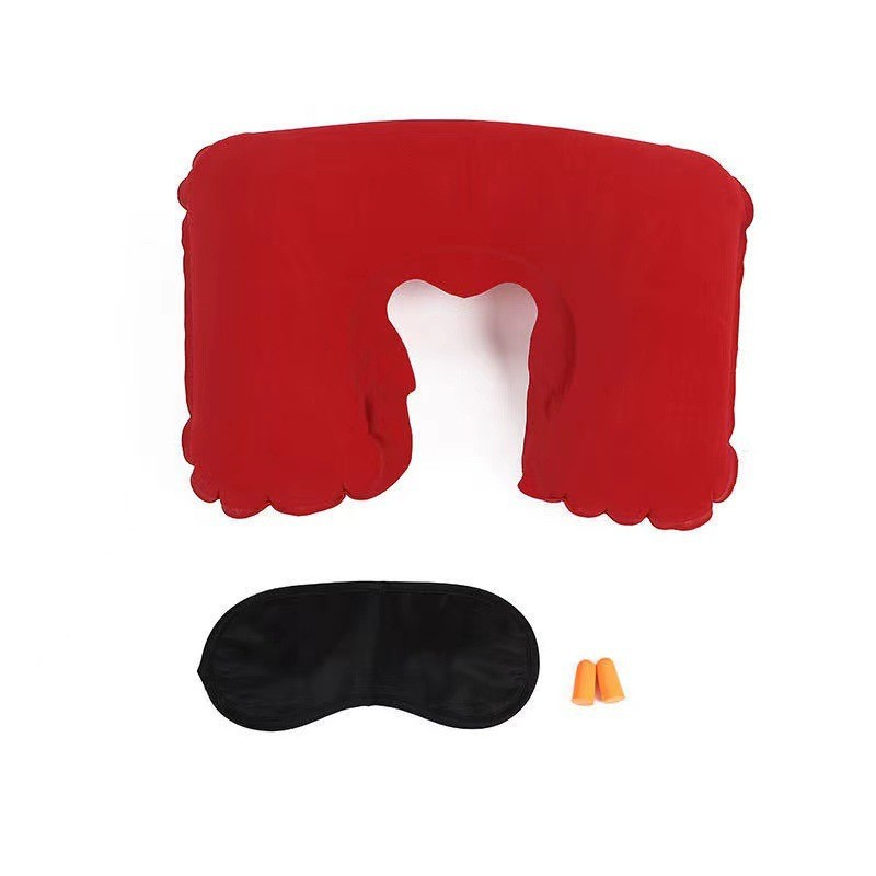 Pvc Flocking U-Shaped Pillow Inflatable Travel Pillow Nap Neck Pillow Advertising Promotion Gifts