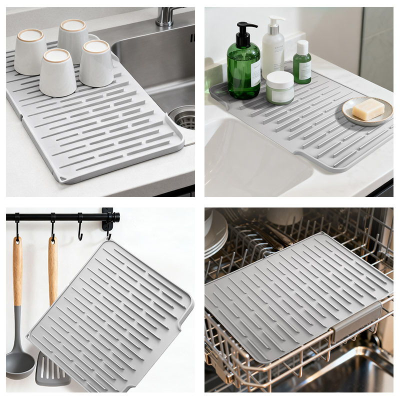Amazon Tidal Drainage Mat Silicone Countertop Water Filter Line Dish Drying Mat Heat Insulation Pad