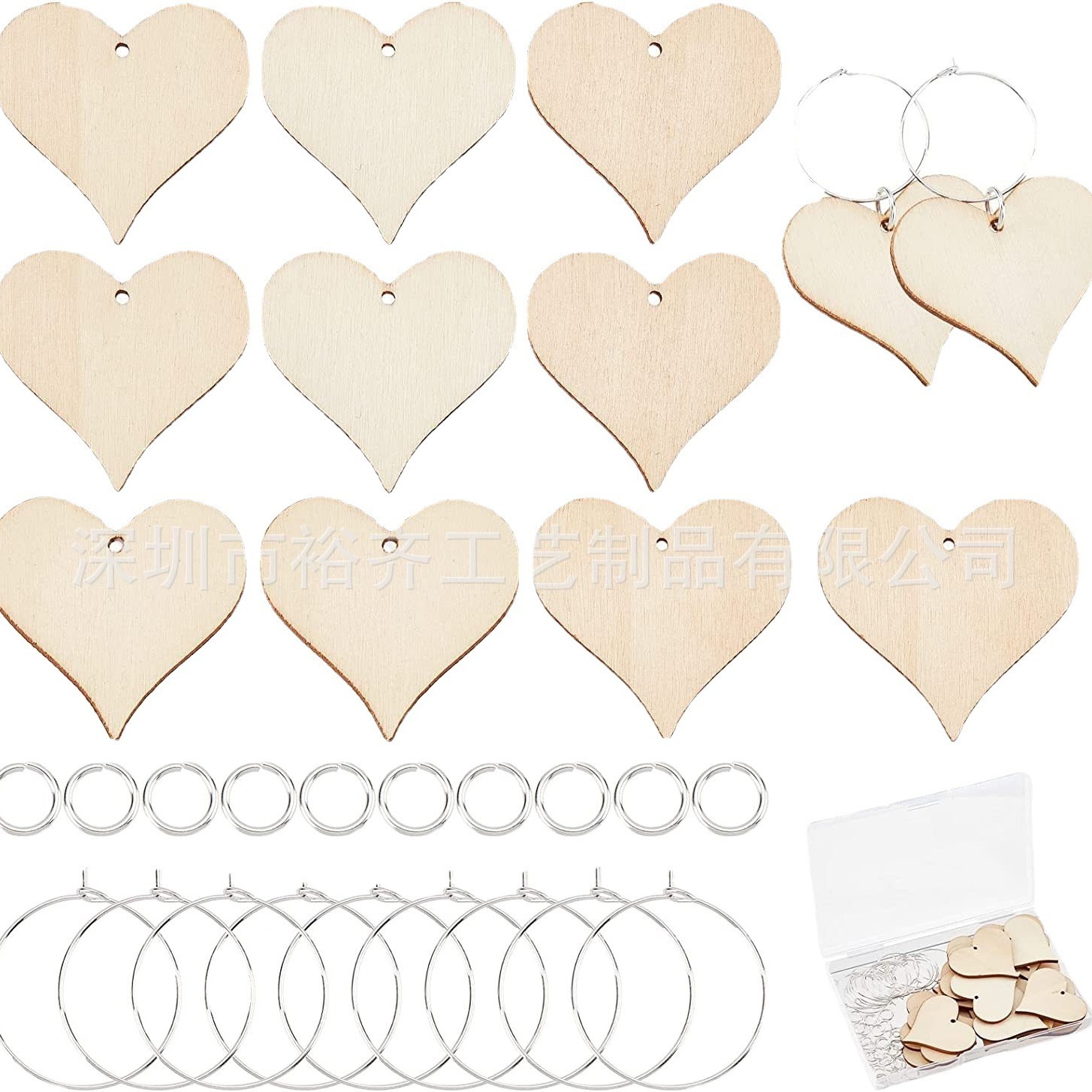 Cross-border Wedding Wooden Love Wine Glass Ring Pendant Party Party Decorations Wine Glass Identifier DIY Wine Label Ring