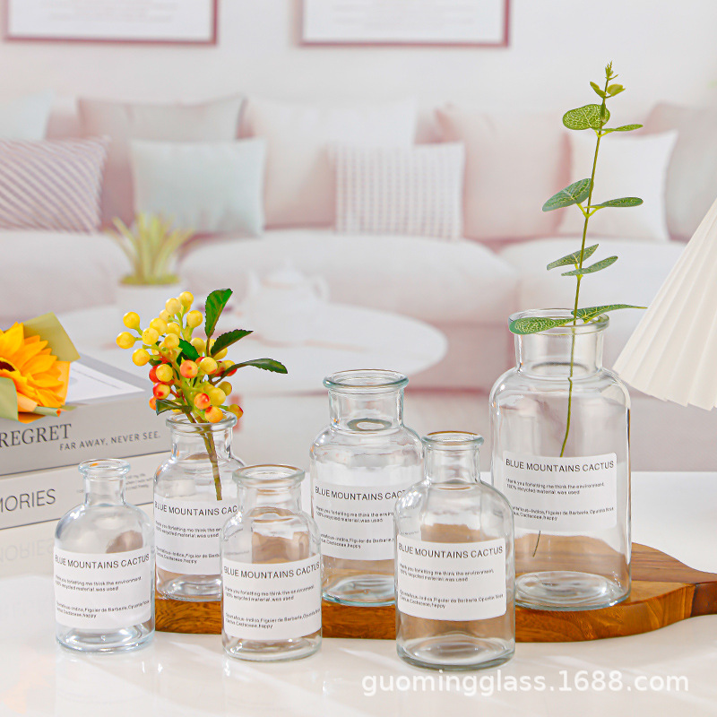 в наличии Европейский стиль прозрачная стеклянная ваза гидропонная ваза коричневые сухие цветы маленькая ваза съемочные реквизиты реактивная бутылка