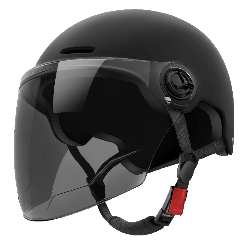 3C Certified Electric Vehicle Helmet for Men and Women, Motorcycle Battery, All-Season Safety Helmet, Summer Helmet, Half Helmet, Gray Three