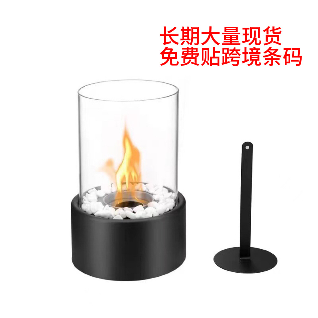 Настольный круглый алкогольный камин, уличный портативный настоящий камин, металлическая печь, черный интерьер, декоративный каминный свет