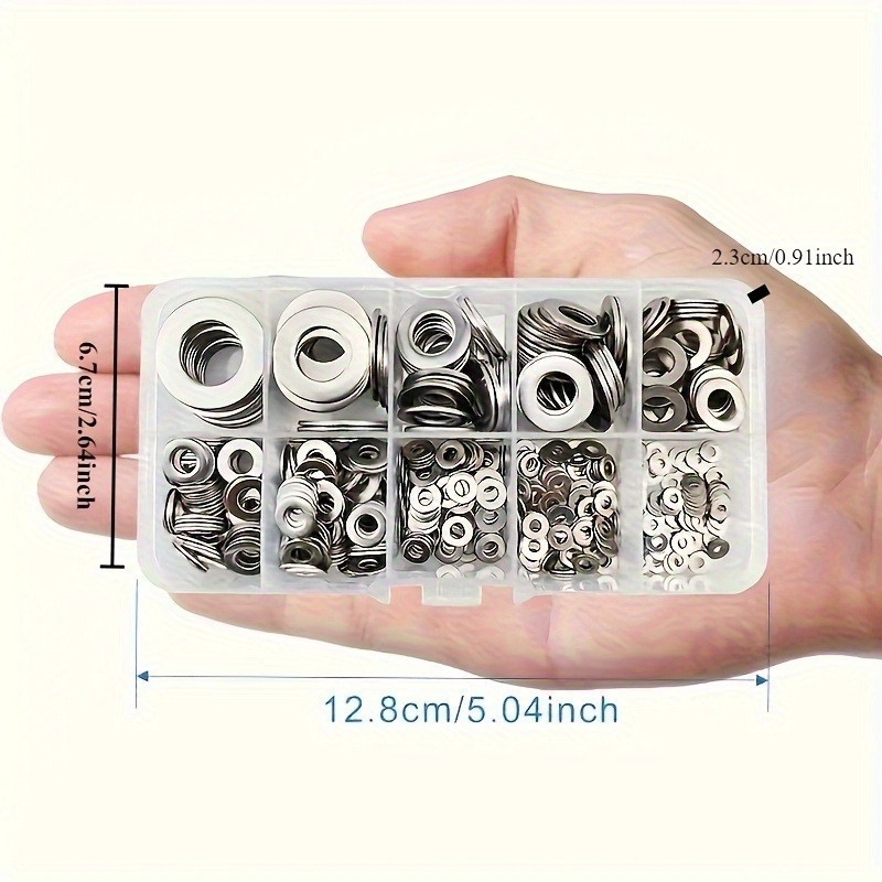 180Pcs Flat Washers Set Size M2-M10 Easy Installation Suitable for Home Improvement/Shop/Outdoor Work