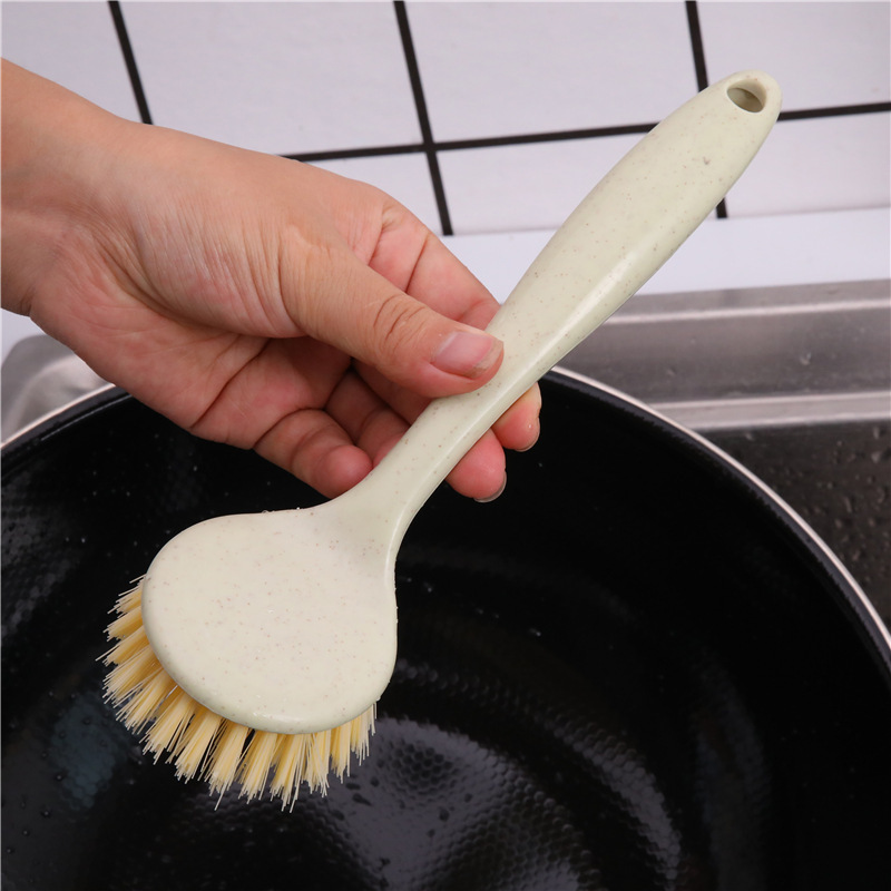 Hangable Long Handle Stove Cleaning Brush Kitchen Cleaning Dishwashing Brush Pot Brush Wheat Straw Dishwashing Pot