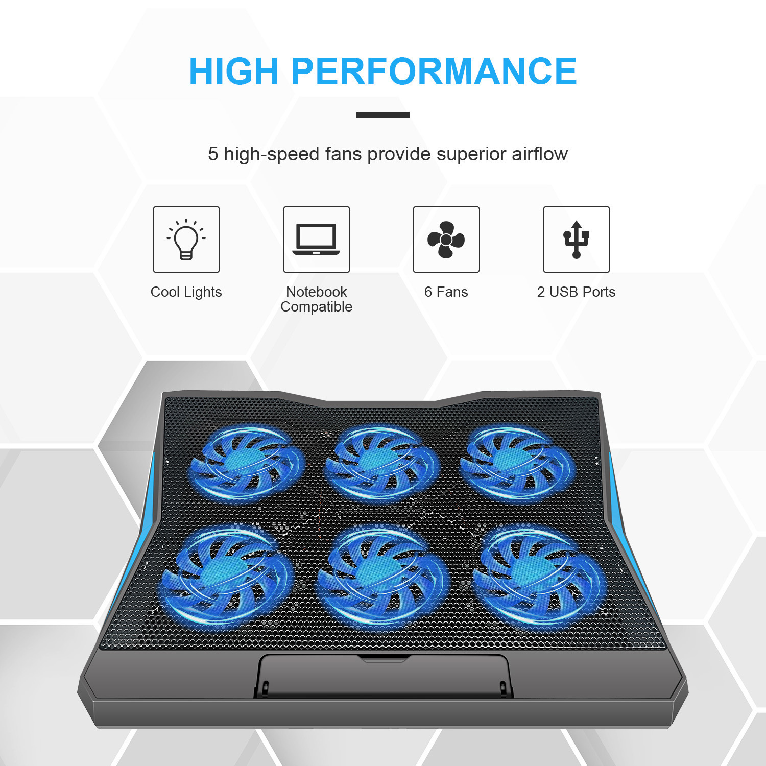 Six-Fan Laptop Radiator Adjustable Speed Laptop Cooling Base Silent Cooling Computer Stand