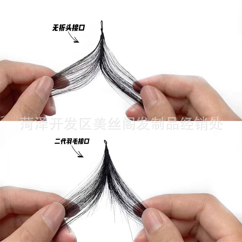 New Style Hair Extensions, Real Human Hair Third-Generation Feather Extensions, No-Fold Feather Extensions, Real Human Hair Full Head Wigs for Women
