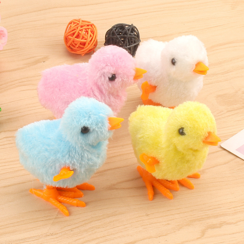 Douyin's Same Style Clockwork Chick Artificial Cute Jumping Chick Winding Can Run Plush Toy Kindergarten Gift