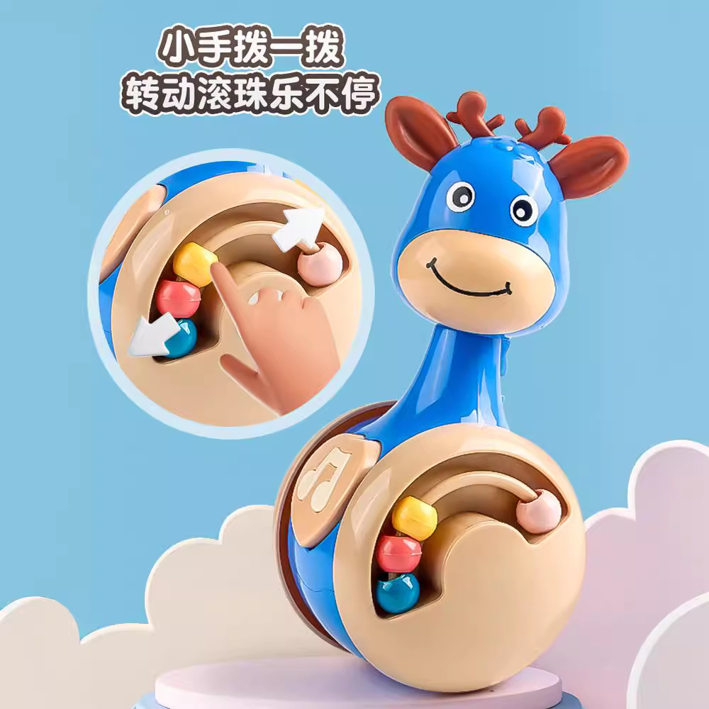 Sliding deer tumbler baby soothing puzzle early education 0-3 years old baby learning crawling children's toys wholesale