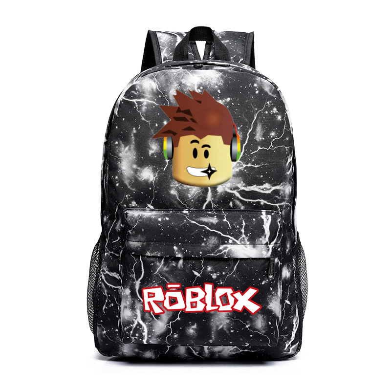 Cross-Border Roblox Game Merchandise Starry Sky Backpack for Men and Women, Laptop Bag, High School Student Backpack with Lightning Pattern