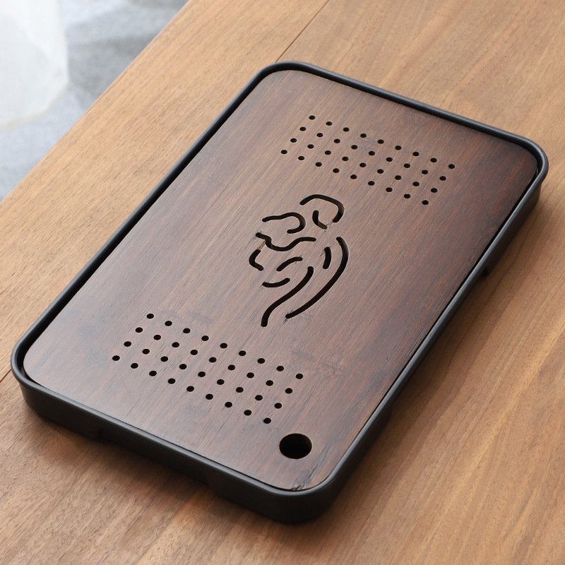 Wholesale Tea Tray for Home Use, Small Tea Table with Water Storage, Dry Brewing Tray, Bamboo Tea Tray, Drainage Tray, Bamboo Melamine Tray, One-Piece Dropshipping