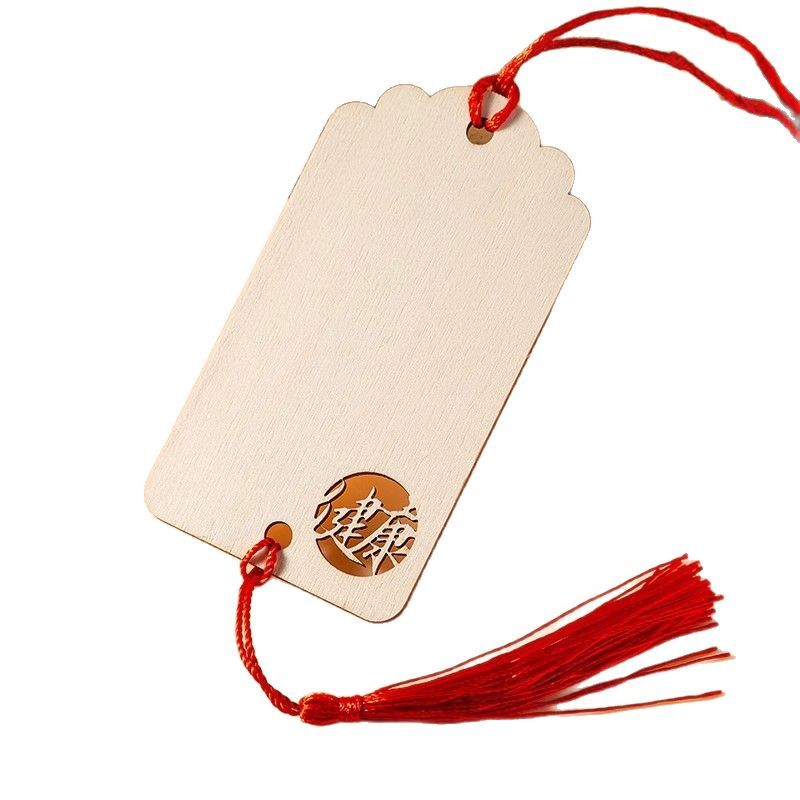 Wishing Card Wooden Hanging Tag Blessing Hanging Tree Scenic Spot Holiday Decoration Wood Color Blank Handwritten Small Wooden Card Wish Card