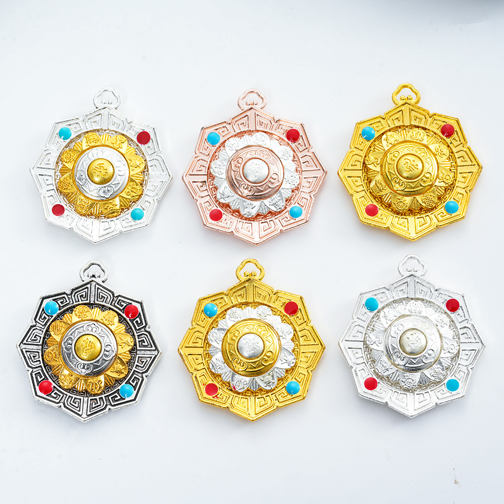 Xizang Jewelry, Eight Treasures and Six-Character Mantra Pendant, Nine Palaces and Eight Hexagrams, Ten Phases, Free Brand, Rotatable Necklace Pendant