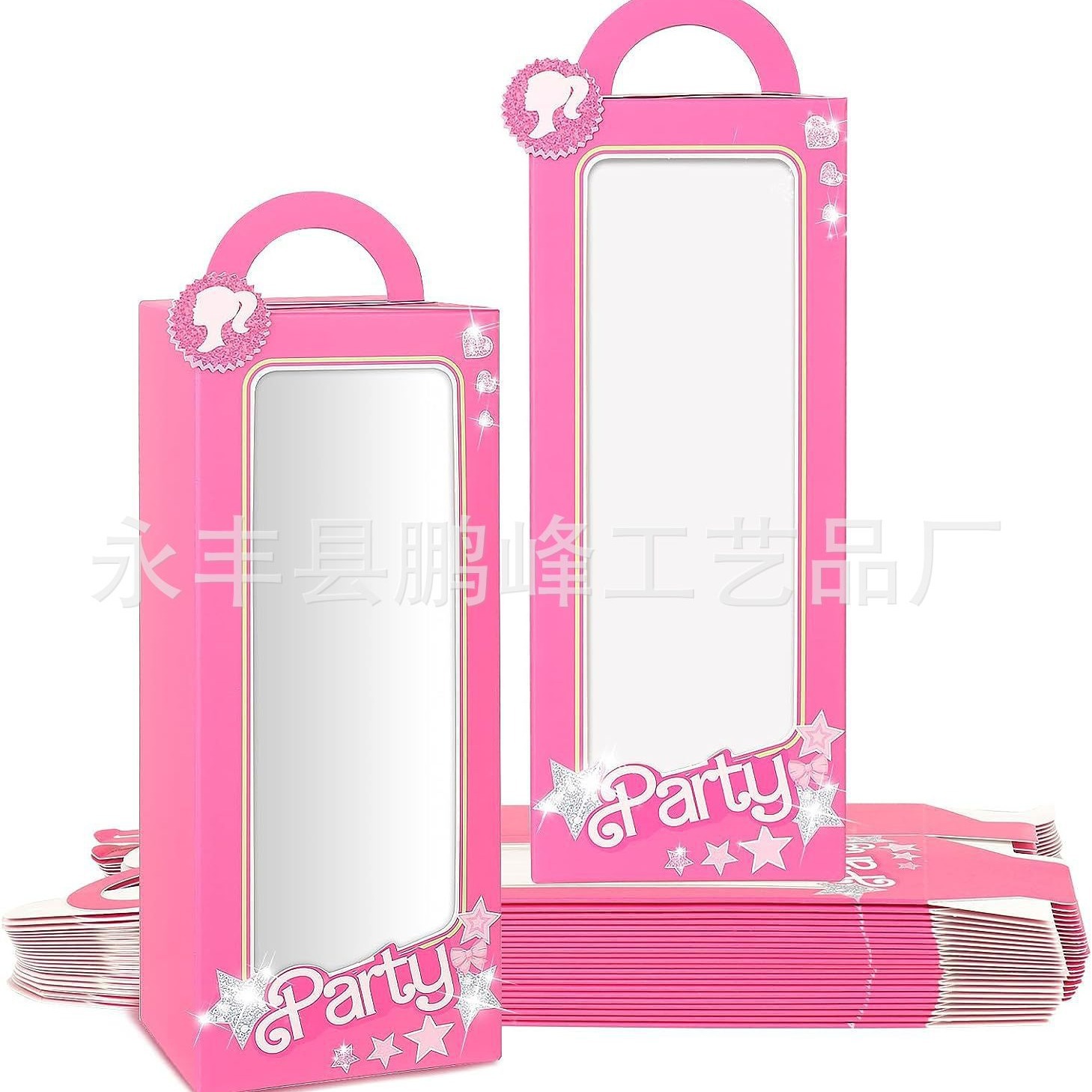 Barbie doll party candy box pink girl birthday party gift box party transparent window portable carton