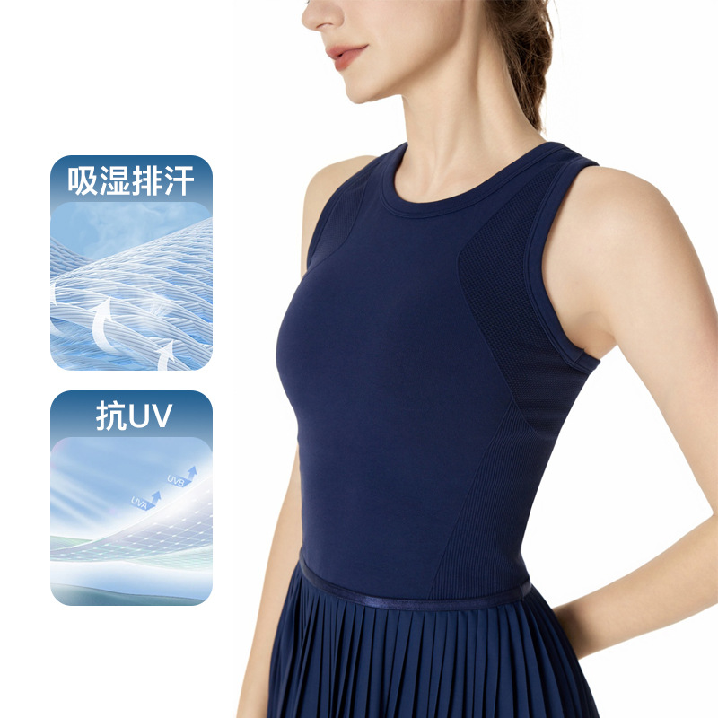 New Low Waist Tennis One-Body Skirt Single Matching Base Shorts with Fixed Cup Three-Dimensional Cut Slim-Fit Sports Skirt