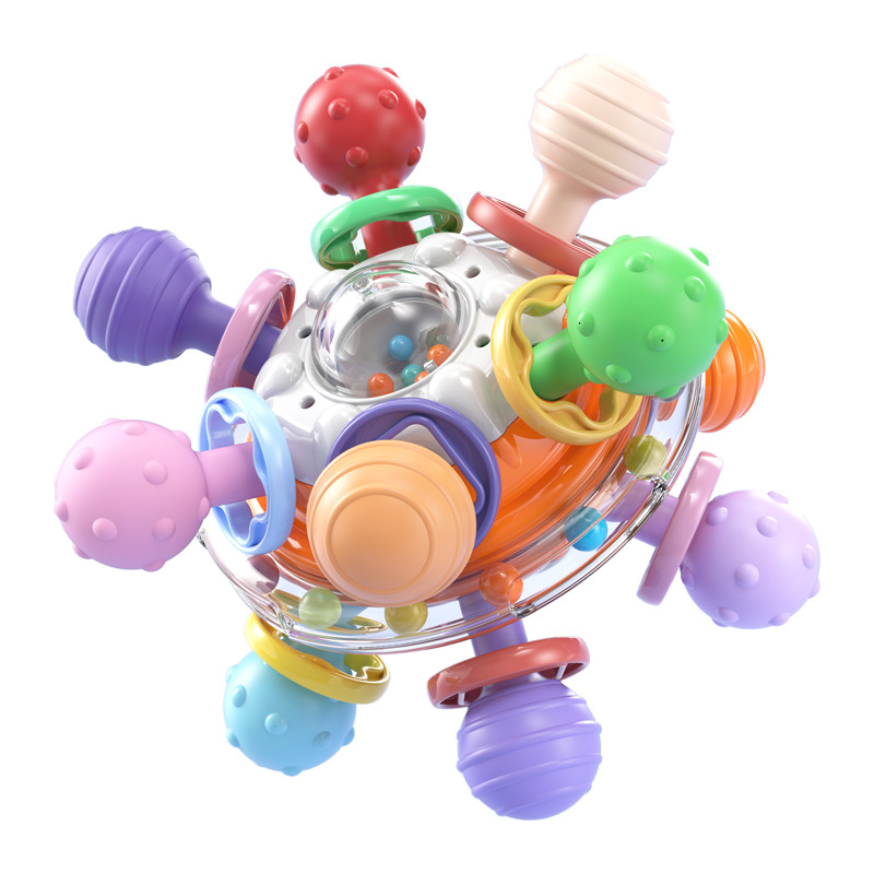 Baby Toys 0-1 Years Old Puzzle Early Education Baby Grinding Glue Manhattan Hand Grasp Ball Grasp Training Rattle Cross Border