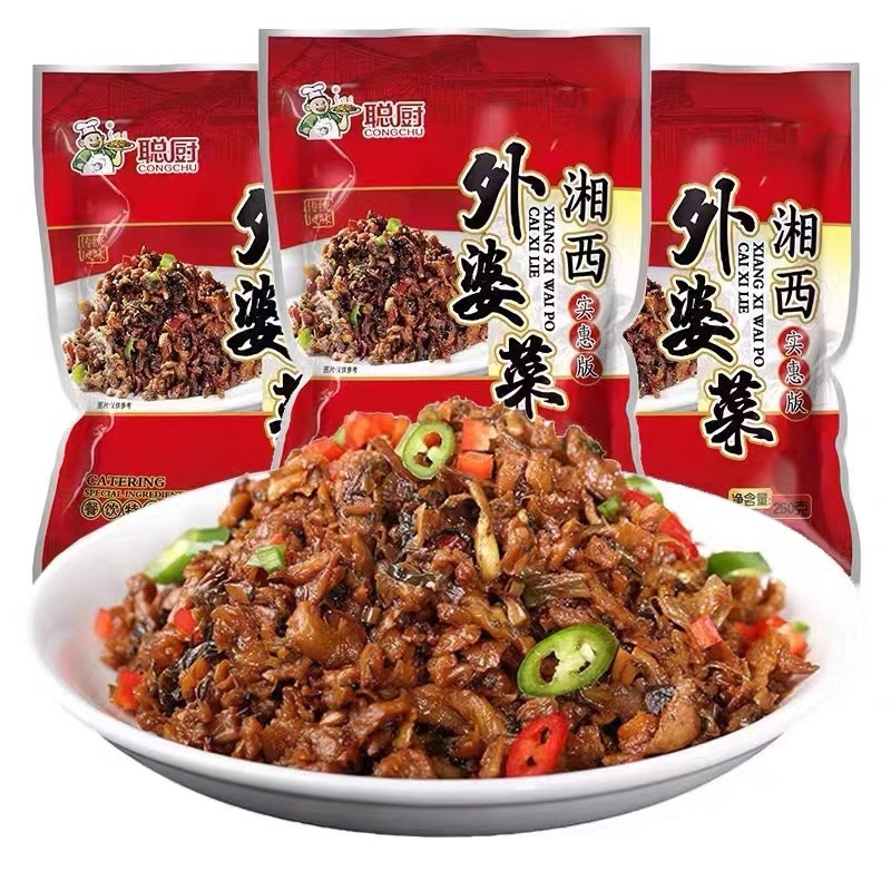 Блюда бабушки Конгчу Сянси, 250 г, аутентичная закуска Хунани, маринованные огурцы и редька, полуфабрикаты оптом