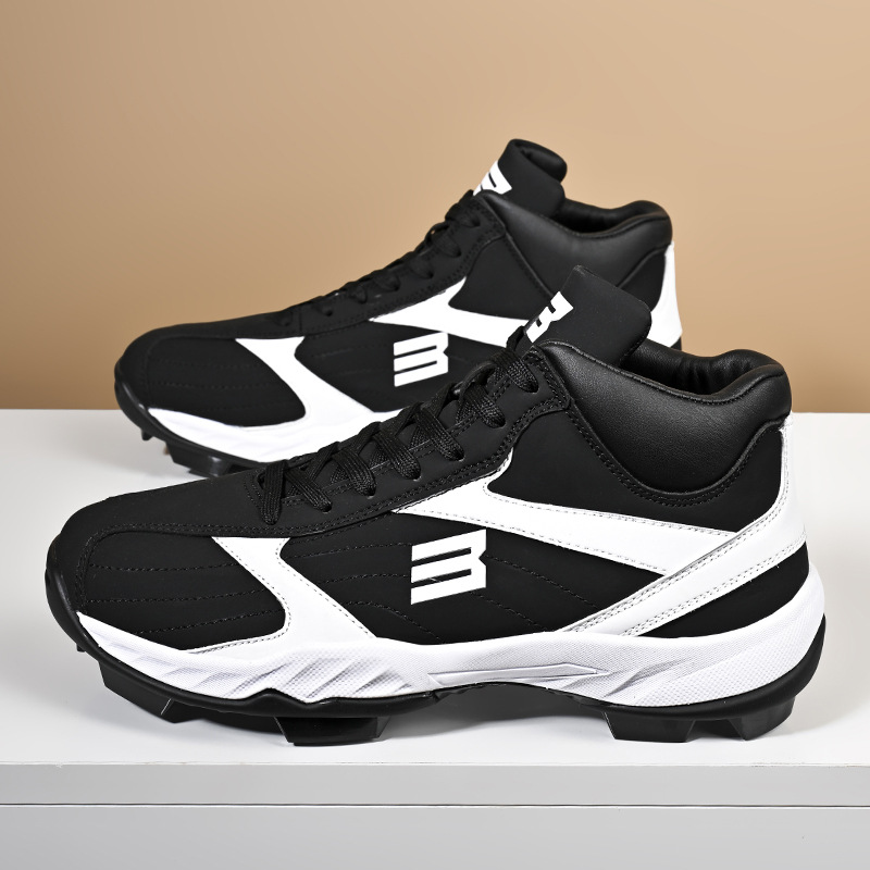 Cross-Border New Large Size American Football League American Baseball Tpu Wear-Resistant Anti-Slip Mid-Top Ankle Protection Plastic Spike Baseball Shoes