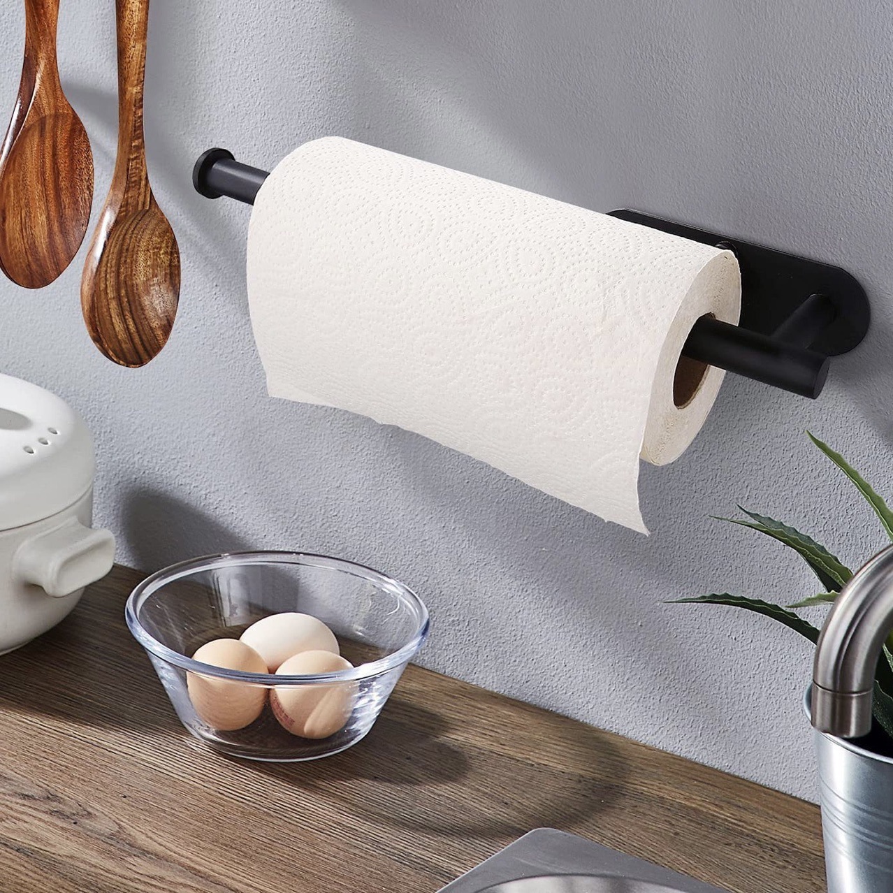 Plastic Extended Paper Towel Holder Living Room Kitchen Cabinet Storage Rack Punch-Free Bathroom Roll Paper Holder Wall Hanging Rack