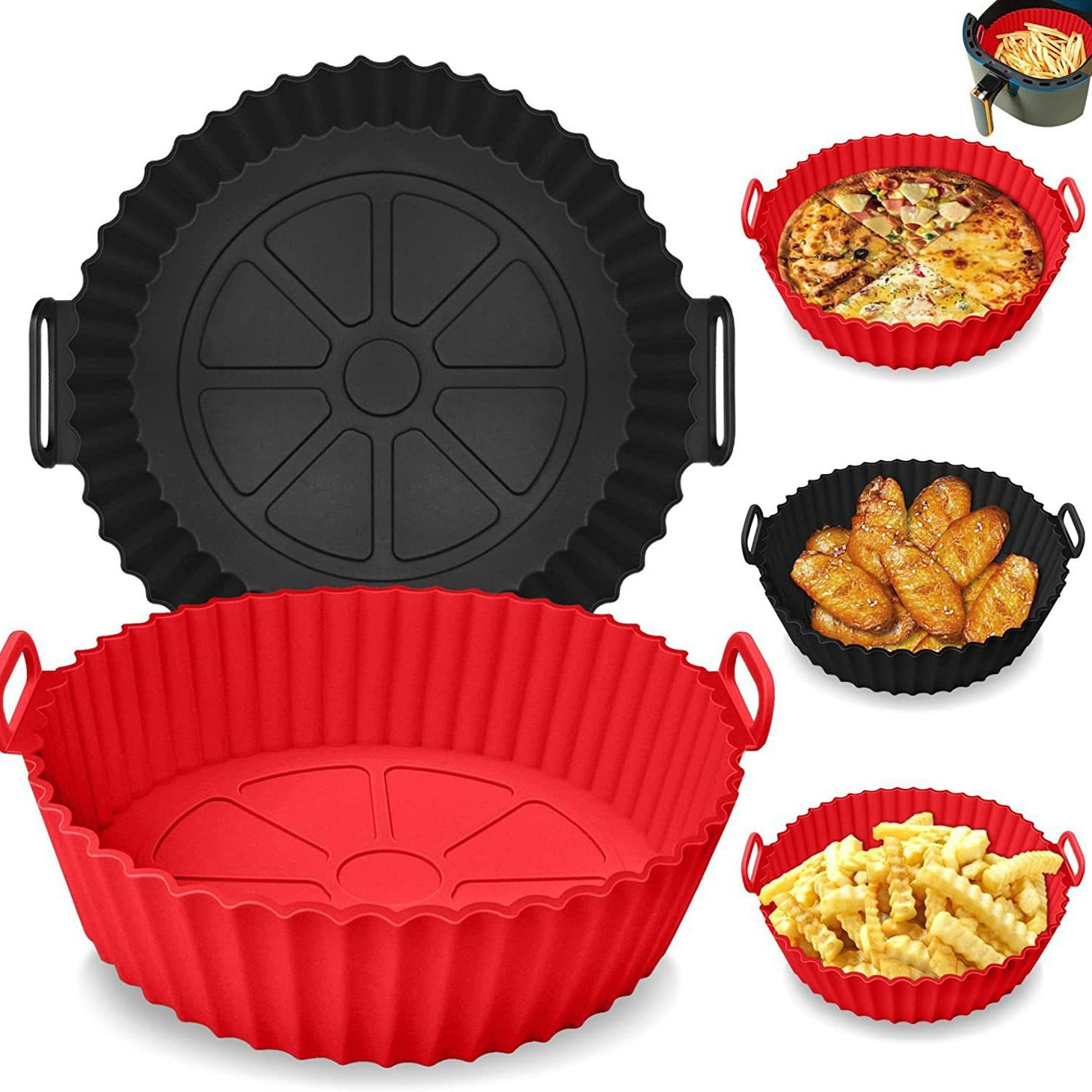 Air Fryer Baking Tray Silicone Mat Food-Grade Silicone Baking Mat Square Round Air Fryer Silicone Baking Tray