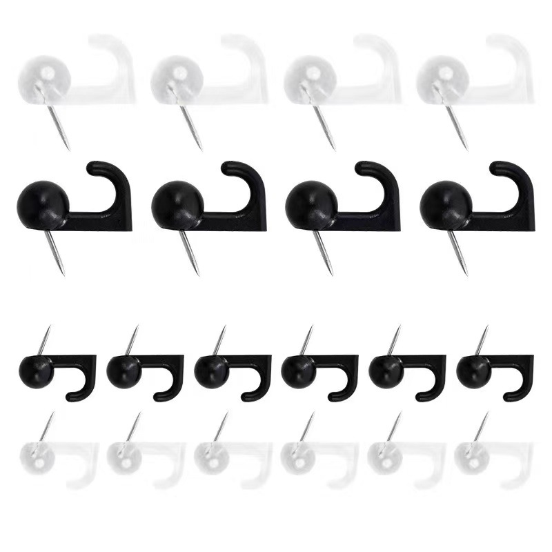 50 Pieces/Box Creative Cute Transparent White and Black Traceless Nail Hooks, Cork Board Fixing Thumbtacks, Plastic Large