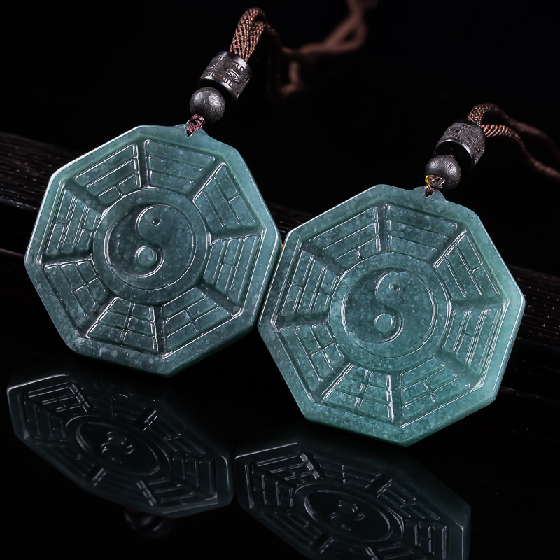 Eight-Seal Pendant Jade Natural Jadeite a Goods Jade Bagua Protector Pendant Jade Pendant Jade Pendant Brand Gift to Ensure Safety