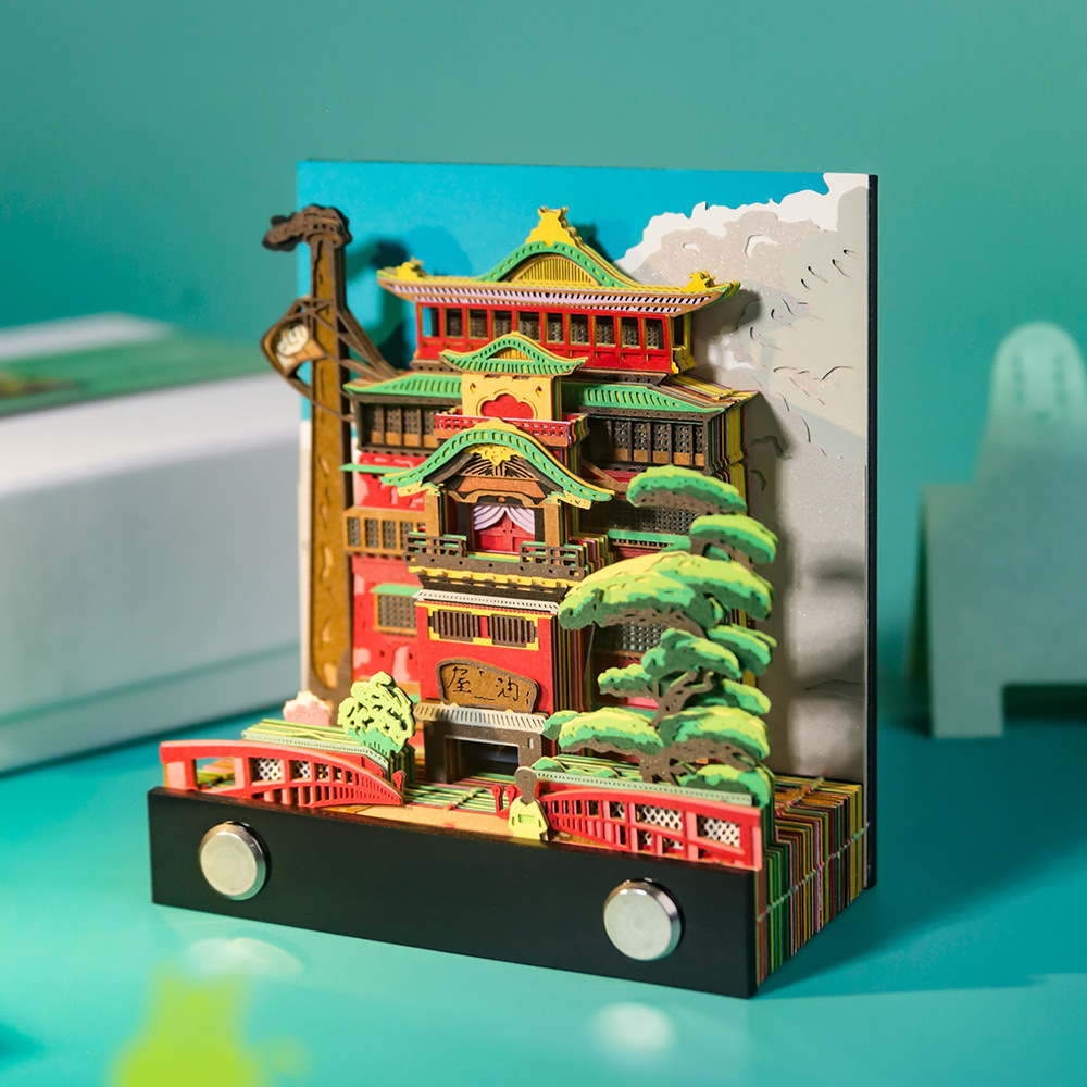 Qianhe Qianhe Oil House 3D Stereo Notes Animation Surrounding Building Model Ornaments Soup House Tearable Paper Carved Notes