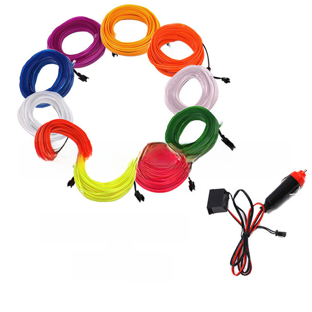 Led Strip Car Interior Decorative Atmosphere Light Guide Strip El Luminous Wire 12V Cold Light Strip Night Light Ultra-Thin Flexible