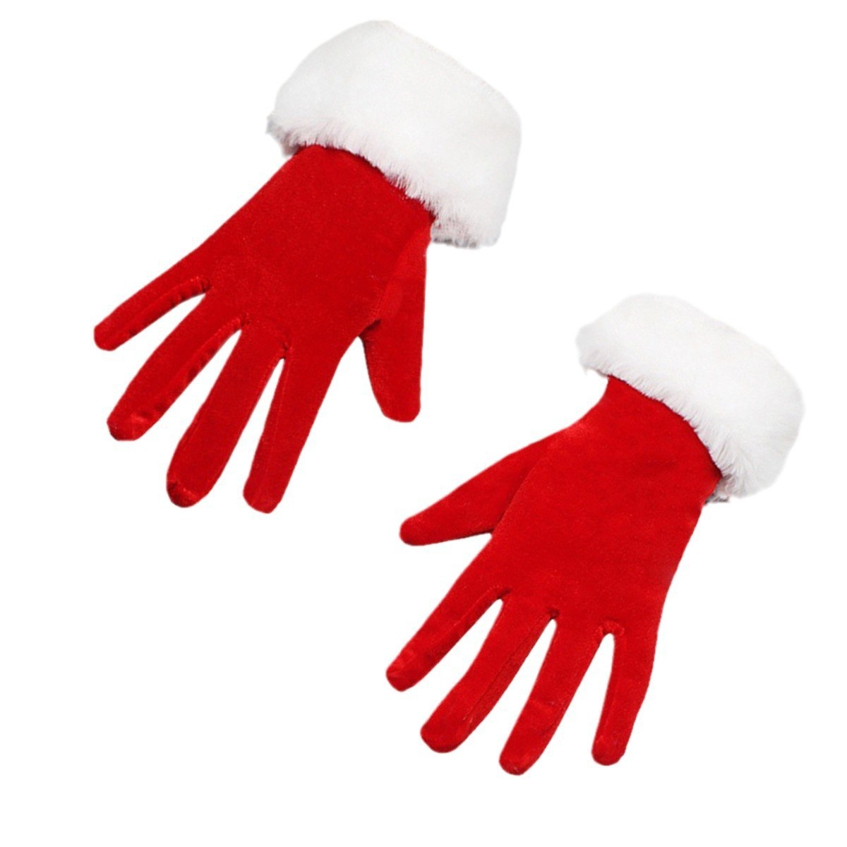 Christmas Day Short Golden Velvet Lined Mouth Gloves Party Ceremonial Performance Gloves Ball Costume Matching Gloves