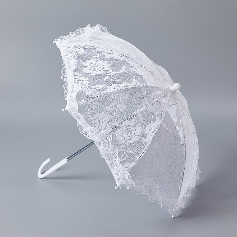 European Wedding Bride Props Umbrella White Lace Umbrella Stage Performance Umbrella Photography Craft Umbrella Rose Lace Umbrella