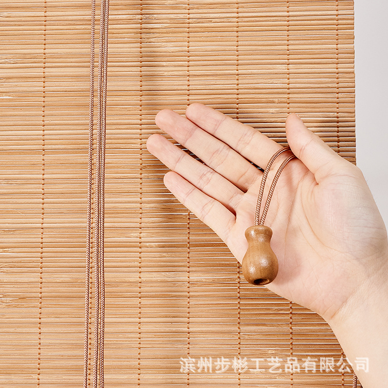 Customized New Chinoiserie Printed Bamboo Curtains Office Tea Room Partition Roller Blinds Hotel B&B Carbonized Adjustable Bamboo Curtains